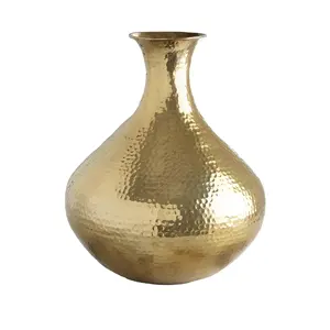 Iron Hammered Flower Vase in Gold Finished Wedding Home Decorative Table and Floor Vase New Design Luxury Vase for Plants