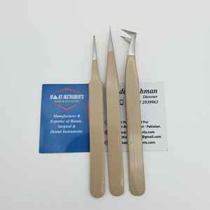 Pince à épiler d'extension de cils classique professionnelle durable en acier inoxydable courbé pointu droit Volume Fiber conseils cils - Product Image 3