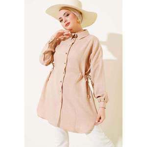 Cintura Cordón Lino Túnica Camel - Product Image 4