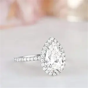 Ensemble de bagues de fiançailles personnalisées en or véritable 14 carats avec moissanite VVS D de 1,5 carat, alliance en or Au585 pour femme, bijoux fins, cadeau - Product Image 4