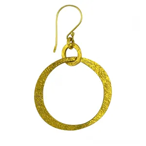 <b>Gold</b> Plating Textured Hoop <b>Earrings</b> Fine <b>Clip</b>-<b>On</b> Daily Wear Jewelry for Women - Product Image 1