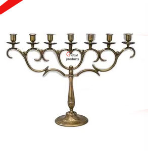 Aspecto clásico plata acabado metal acero inoxidable 5 ramas menorah Hanukkah para el Templo del hogar - Product Image 4