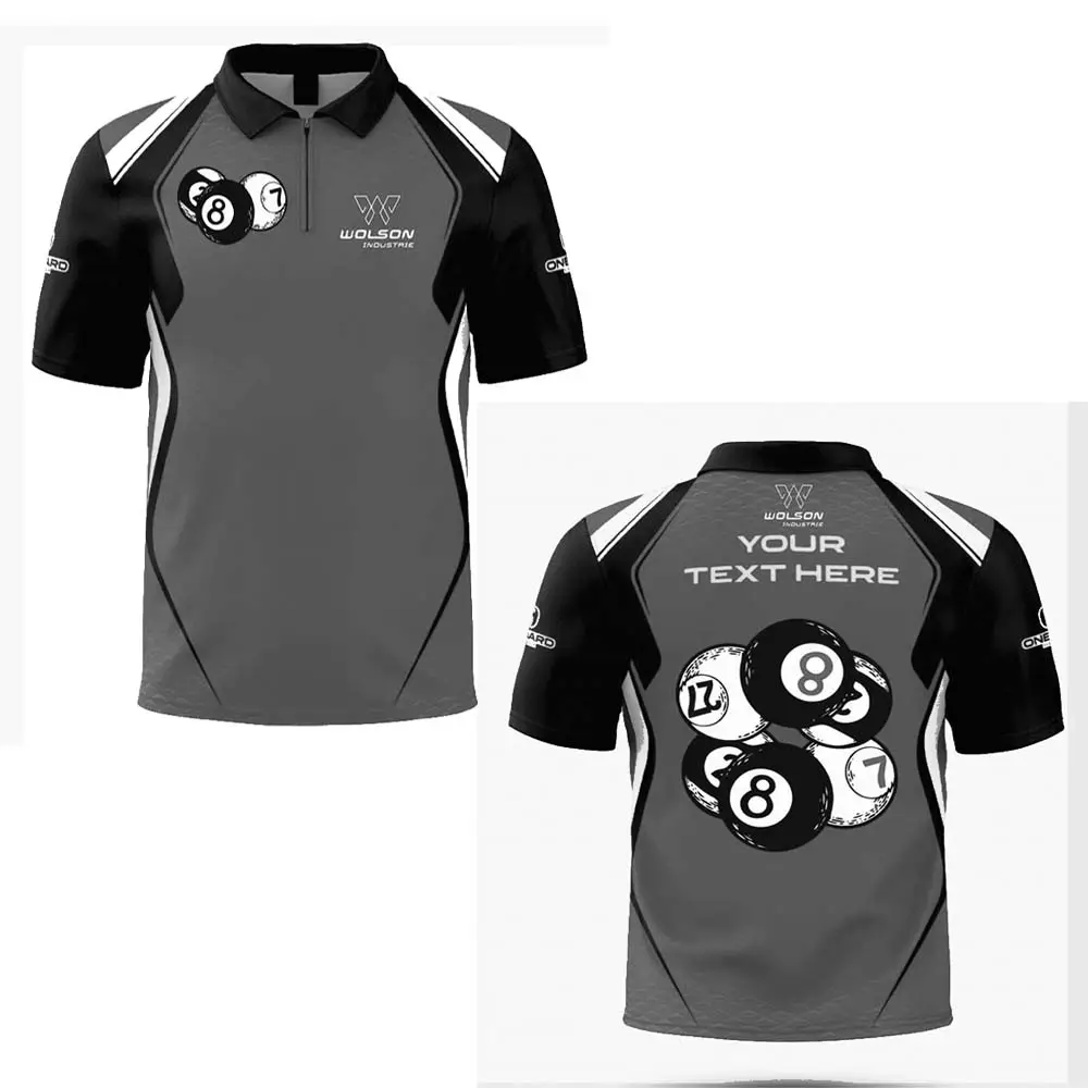 Camisa de bilhar com estampa 3D para homens, camisa polo personalizada para torneio de mesa de bilhar, sinuca e pólo