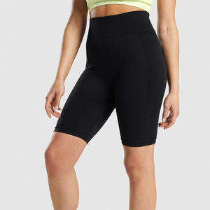 Short de motard taille haute pour femme Options de personnalisation Short d'entraînement de gymnastique OEM Logo impression bouton fleur soutien de marque privée - Product Image 1