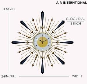 Multicolour Trendy Large Modern <b>Abstract</b> Quartz <b>Metal</b> <b>Wall</b> Clock Silent Sweep Radio Movement Stylish Decor for Living Room - Product Image 5