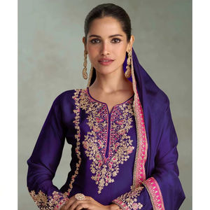 Nuevo diseñador exclusivo Heavy Chinon Viscose Salwar Kameez con bordado Work Party Collection al por mayor por Royal Export - Product Image 1