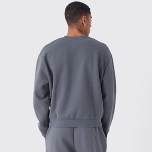 Logo brodé personnalisé col rond 100% coton French Terry basics sweat-shirt avec passepoil blanc tenue décontracté pull Hip Hop - Product Image 2