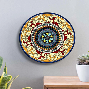 Autocollant de plaque murale en métal décoratif doré émail rond grand plat suspendu dessus de table accessoires de noël en gros - Product Image 2