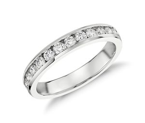 14k White Gold Wedding Band <b>Ring</b> Half Full Eternity Round Brilliant Cut Trendy HPHT CVD Lab Diamond IGI Anniversary Parties - Product Image 5
