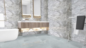 Carreaux en porcelaine émaillée au design unique 600x1200mm marbre aspect pierre brillant sol et mur dalles aspect marbre gris Stonella - Product Image 6