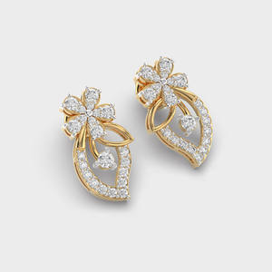 ต่างหูเพชรเพาะเลี้ยงในห้องปฏิบัติการแบบวินเทจ ทองคำ 9K สีโรส/ขาว/เหลือง พร้อมลวดลายใบไม้ |   เครื่องประดับชั้นดีสำหรับผู้หญิงชุบโรเดียมสุดหรู - Product Image 2