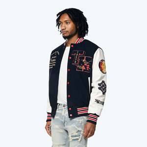 Hot Style Custom Logo Button Ribbed collar With Cuffs <b>Varsity</b> <b>Jacket</b> For <b>Men</b> Letterman College Baseball <b>Bomber</b> <b>Varsity</b> <b>Jacket</b> - Product Image 3