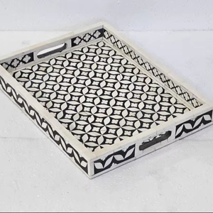 Bandeja de Servir de Lujo Moderna con Incrustaciones de Hueso y Madreperla para Bodas y Diwali - Product Image 1