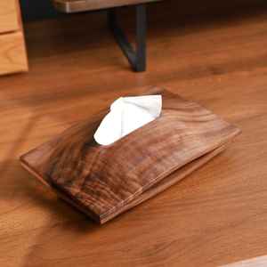 Luxury Walnut Tissue Box | <b>Wooden</b> Paper Holder for Bathroom & Living Room | Modern <b>Desktop</b> Storage Case | Home Decor Organiser - Product Image 2