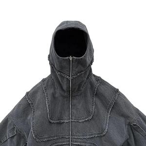 Sweat à capuche oversize en denim léger, écologique, tendance, très demandé, personnalisé, pour homme, décontracté, hip-hop, délavé à l'acide - Product Image 2