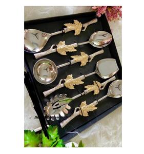 Juego de cubiertos de metal dorado de acero inoxidable de la mejor calidad al por mayor, cubiertos personalizados de 5 tenedores, juegos de cubiertos acabados para postres de lujo - Product Image 5