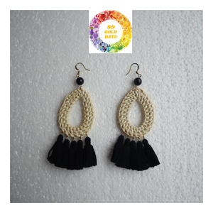 Stylish <b>Bamboo</b> Rattan Straw Tassel Drop <b>Earrings</b> Handmade Wooden Weaving Jewelry for Women Bohemian Fashion - Product Image 3