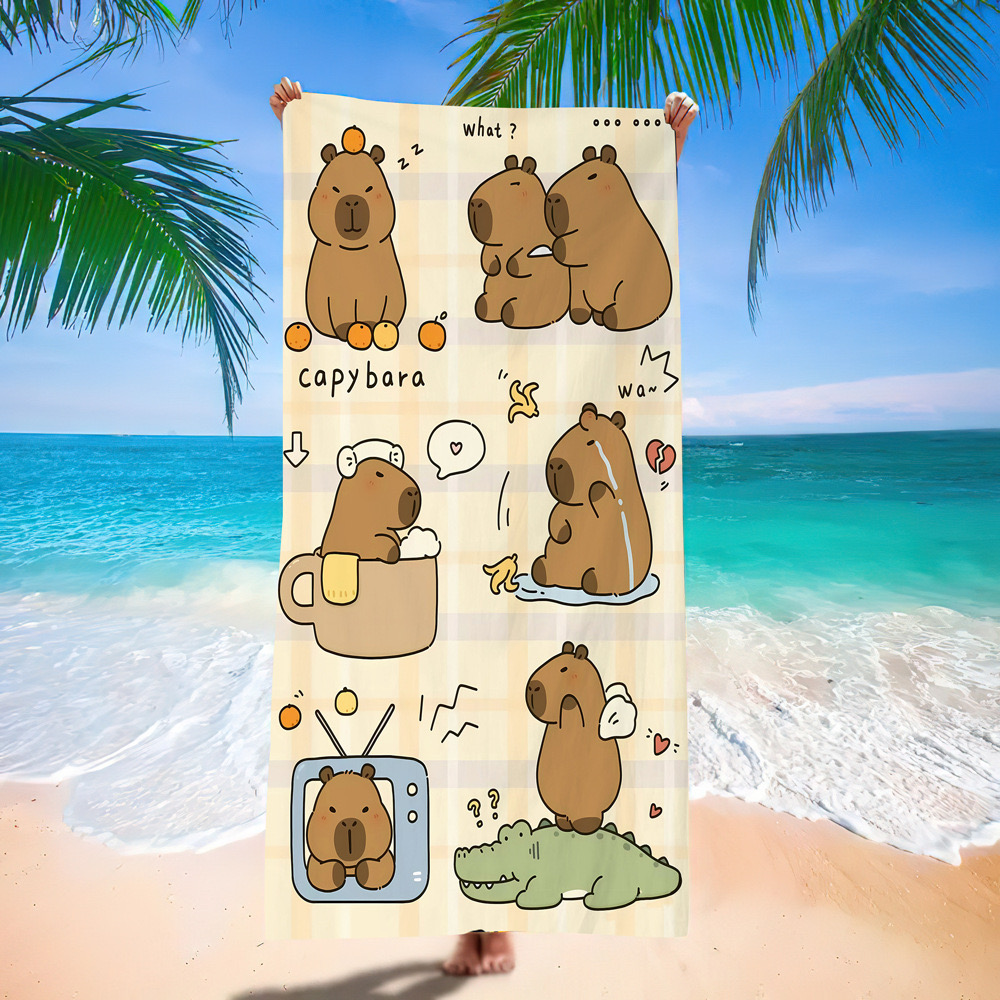 琉球 ハト航空16BY貼カバー １通 Explosive Capibala Beach Towel - Cute Capybara Jun Bath Towel
