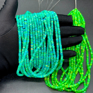 Cuentas de Rondelle facetadas de ópalo etíope de 5mm piedras preciosas naturales verde jungla y verde lima - Product Image 3