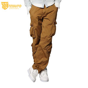 Pantalones cargo de algodón 100% de alta calidad para hombre, pantalones largos para exteriores, estilo deportivo informal táctico, liso, teñido, de lana media, bajo MOQ - Product Image 2