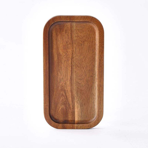 Produits en bambou Plateau de service rectangulaire en bois de noyer naturel Plateau à fruits pour hôtel et maison avec inventaire Vaisselle en bois - Product Image 2