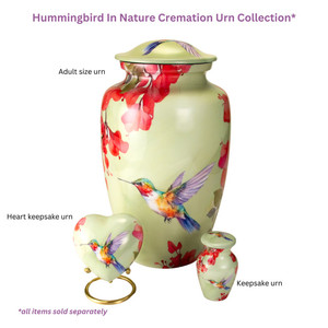 Urna Conmemorativa Estilo Americano con Colibrí en la Naturaleza, Acabado de Alto Brillo, Capacidad de 100 Pulgadas Cúbicas - Product Image 3