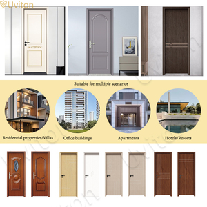 Puerta Interior de PVC Ecológica, Puerta de Madera para Baño, Sala de Estar, Dormitorio, Color Madera Maciza, para Villa, Hotel, Apartamento - Product Image 6