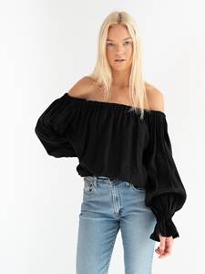 Custom Black Solid Fitted Off Shoulder Western Top Black Linen Blouse <b>Summer</b> <b>Halter</b> Neck Full Sleeve Top Available Big Size - Product Image 4