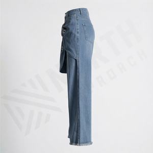 Premium Quality Denim <b>Jeans</b> Pants <b>Women's</b> Casual Fashion High Waist Pant Ladies Streetwear Washable Trousers Customized Color - Product Image 3
