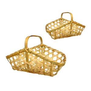 ตะกร้าของขวัญไม้ไผ่หรูหราพร้อมที่จับเหมาะสำหรับผู้ที่ชื่นชอบไวน์ของขวัญสำหรับอาหารรสเลิศหรือตะกร้าใส่ของตกแต่งบ้านที่มีสไตล์ - Product Image 1