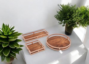ถาดไม้และเหล็กที่เรียบง่ายและมีระดับสามแบบและขนาดที่แตกต่างกันด้วยอัตราคุณภาพพิเศษ - Product Image 6