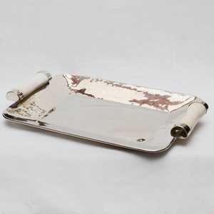 Plateau de service de qualité supérieure avec poignée en résine, plateau de service en acier inoxydable, passe au lave-vaisselle, vaisselle de cuisine, mariage, restaurant - Product Image 1