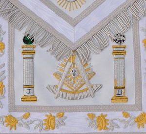 Masonic Freemason Regalia ชุดผ้ากันเปื้อนต้นแบบ,เสื้อและปลอกแขนคุณภาพสูงลายปักสีทอง - Product Image 6