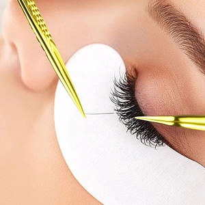 Ensemble professionnel de 5 pinces à épiler en acier inoxydable doré pour extensions de cils, outils de beauté pour volume, droites, courbées, applicateur 45/90, 10 mm - Product Image 4