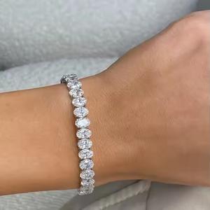 Pulsera de tenis de diamante cultivado en laboratorio Real de corte ovalado de 20 quilates/pulsera de oro blanco de 18 quilates/regalo lujoso para ella - Product Image 4