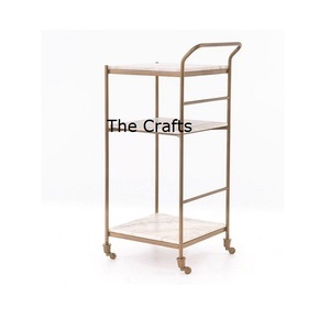 Chariot de service exclusif de collations de qualité en bois et en fer pour la vaisselle de restaurant - Product Image 6