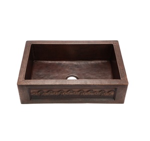 อ่างล้างจานทองแดงดีไซน์ใหม่สำหรับขี่ม้าอ่างล้างจานชามเดียวสำหรับบ้านไร่สไตล์เคาน์เตอร์การติดตั้งโดยผู้ผลิตขายส่ง - Product Image 1