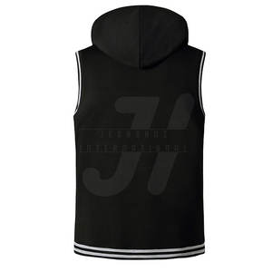 Sudadera con capucha sin mangas de algodón 100% para hombre de alta calidad, ropa ligera para exteriores para invierno, patrón sólido - Product Image 3