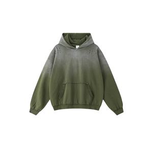 Sudadera con capucha estilo urbano de alta costura OEM, corte cropped y holgado, con efecto vintage, degradado y desgastado, Colección Otoño 2026 - Product Image 1