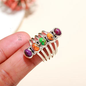 Anillo ovalado de piedras preciosas turquesas de ostra turquesa natural, anillo de joyería fina de piedras preciosas al por mayor, anillo de sólida plata de ley 925 - Product Image 2