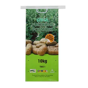 Sacs d'emballage en plastique tissé multicolore avec poignée, 10kg, pour pommes de terre, poinçonnage personnalisé