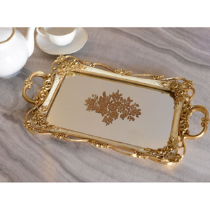 Bandeja de servicio de metal de acero inoxidable, bandeja de mesa brillante de alta calidad con forma rectangular, bandeja de lujo para decoración del hogar a la venta - Product Image 5