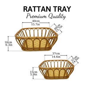 Juego de 2 Cestas de Almacenamiento Ovaladas de Ratán Tejido a Mano, Organizador de Mimbre Marrón Natural para Decoración del Hogar y Uso en la Cocina - Product Image 4