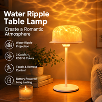 Lampe projecteur d'ondulations d'eau avec télécommande RGB 16 couleurs, lampe de table Top Hat, batterie 4000 mAh, veilleuse de chevet pour la décoration de la maison