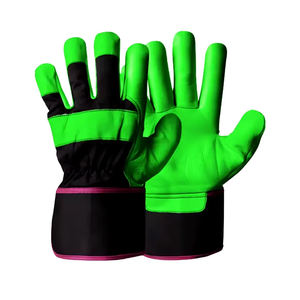 Guantes de cuero con puño de seguridad en la espalda de rayas cortas de alta calidad para hombre Palma de grano de vaca parcheada para trabajo de soldadura - Product Image 5