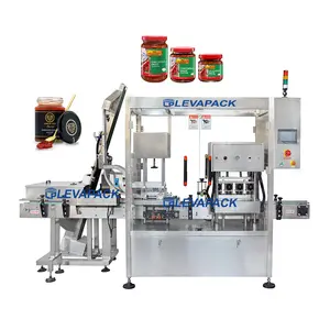 Line Filling And Capping Machine For Chili Sauce Glass Bottles Hummus Paste Glass Jar Capper Machine
