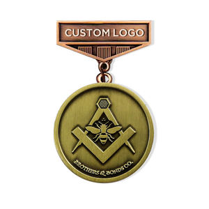 Medalla y condecoraciones masónicas de oro conmemorativas de honor, Premio personalizado al por mayor - Product Image 2