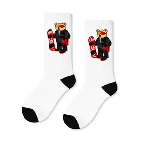Bear Patterned Ski Tennis <b>Socks</b> for Girls Breathable Nylon Crew Ankle Length <b>Winter</b> Summer Embroidery Print Design Knitted Logo - Product Image 1