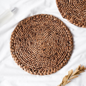 Manteles individuales de jacinto de agua ecológicos de paja Natural tejida a mano, alfombrilla de decoración de mesa para restaurantes, hogar, comedor, vajilla de madera Natural - Product Image 1