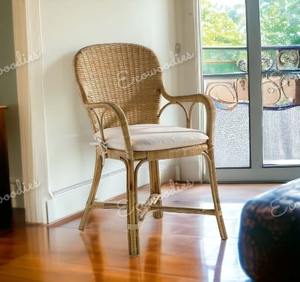 เก้าอี้รับประทานอาหารที่ทันสมัยเก้าอี้รับประทานอาหารหวายธรรมชาติสานด้วยหวายสูงที่เท้าแขนด้านหลังแบบพกพาคอลเลกชันใหม่สำหรับสวน - Product Image 2